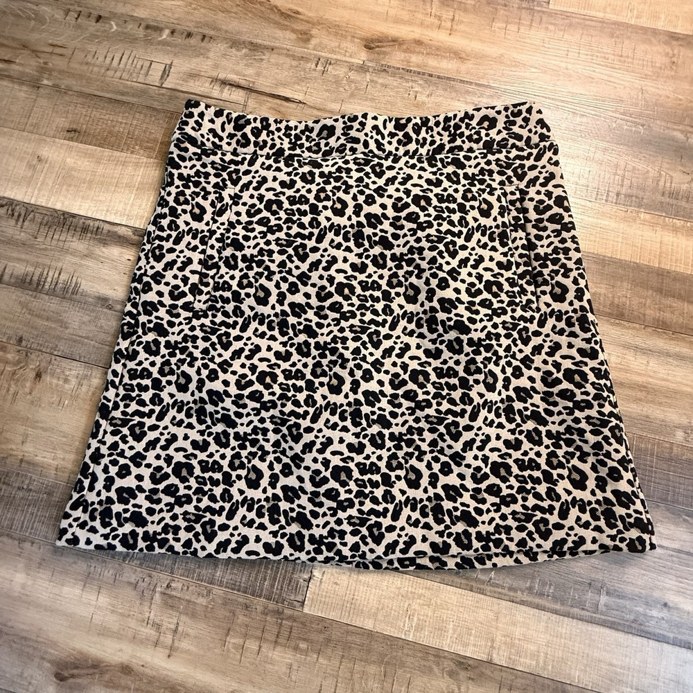LOFT Ann Taylor Leopard Print Lined Skirt Size 8 A Line Office